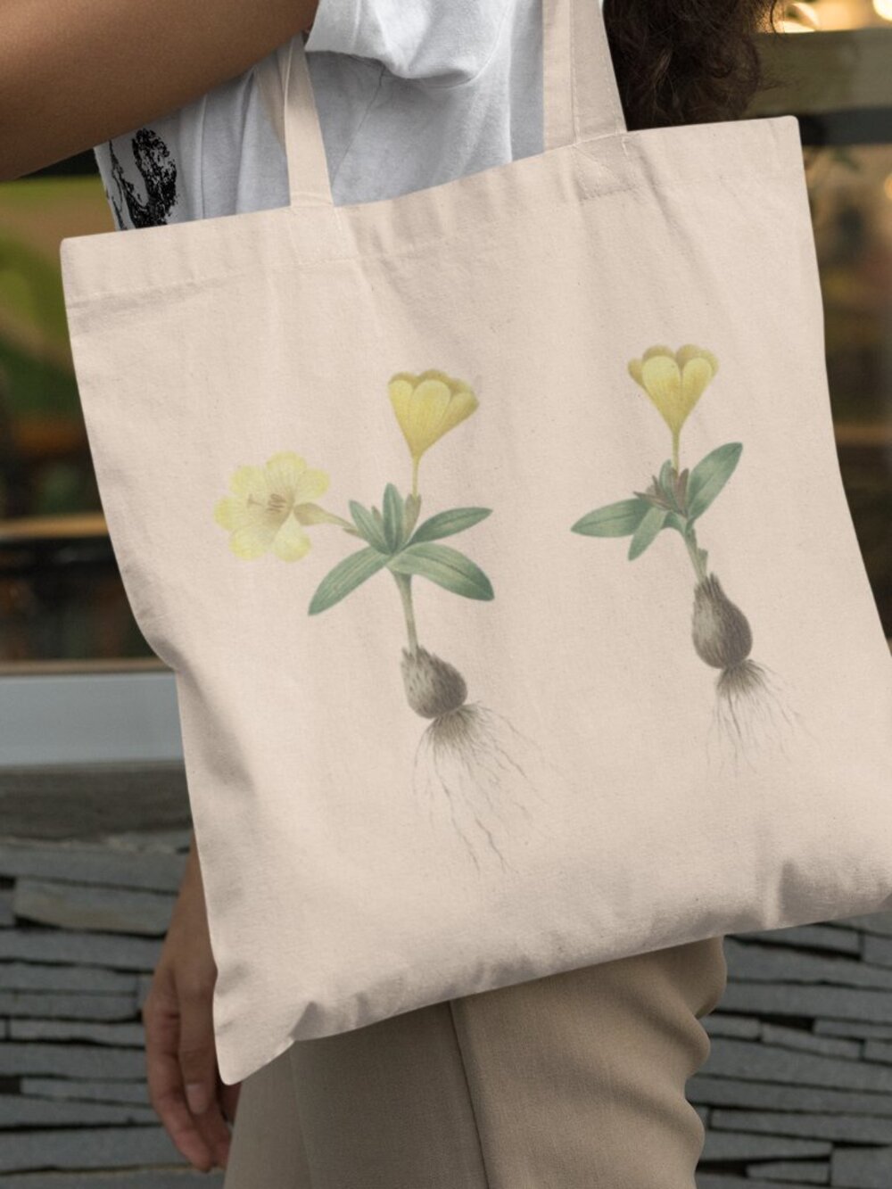 Oval-Leaved Galaxia Vintage Floral Print Graphic Canvas Tote Bag